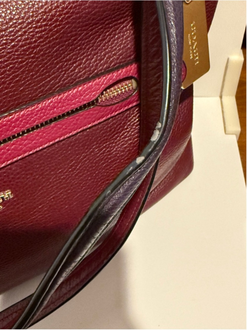 Coach Tyler Colorblock Pebble Leather Tote Bag with Gold Hardware F57210 - Picture 15 of 16